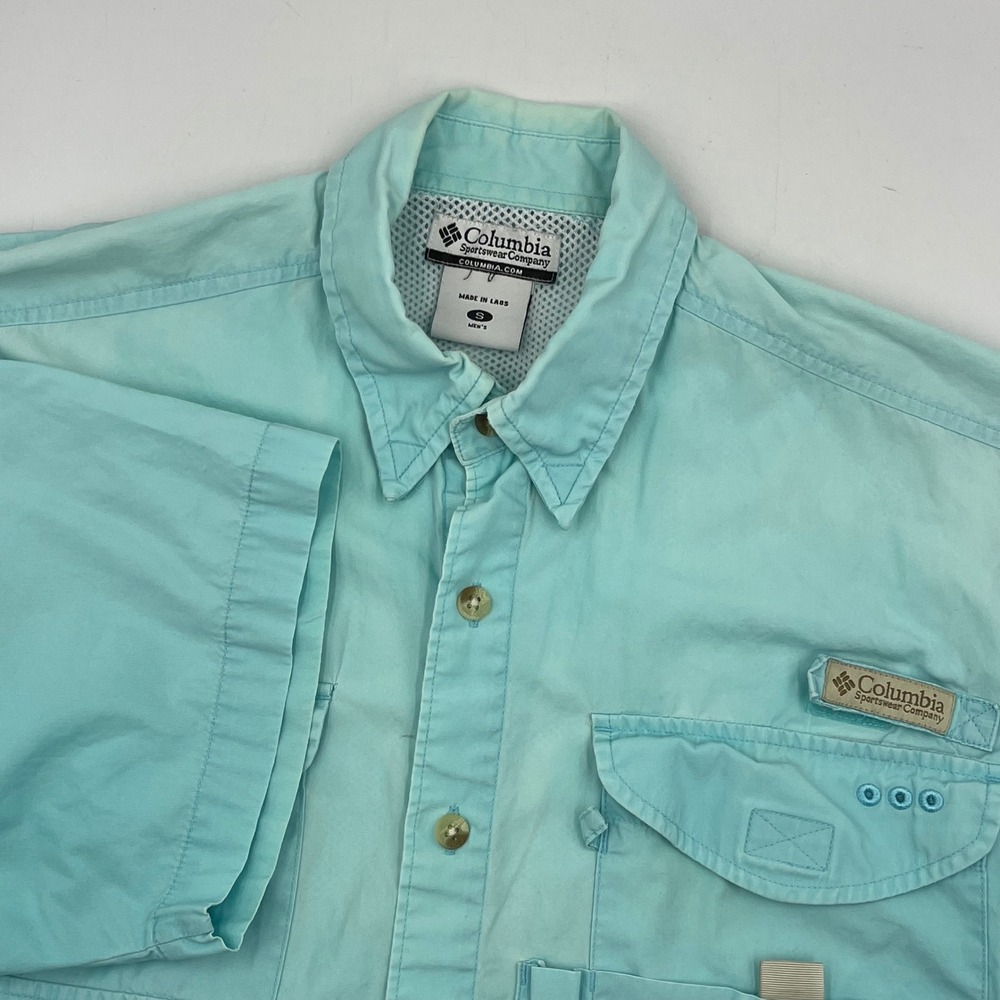 Columbia Sportswear Company Men's Short Sleeve‎ Fishing Shirt Size S Aqua Blue